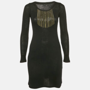 Joseph Black Wool Knit Neck Detail Mini Dress S