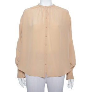 Joseph Beige Silk Oriental Neckline Everett Top M