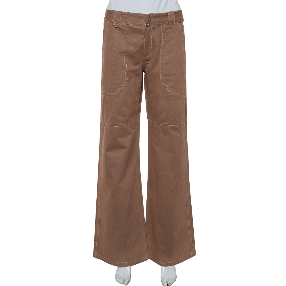 luxury-women-joseph-used-clothes-p415502-001 Joseph Brown Cotton Paneled Wide Leg Trousers L