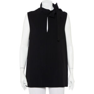 Joseph Black Crepe Neck Tie Detail Sleeveless Noon Top L