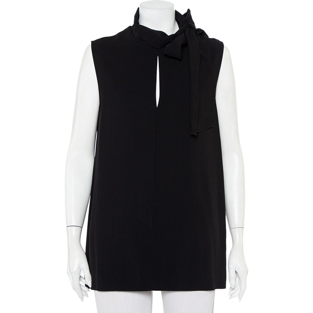 luxury-women-joseph-used-clothes-p460421-004 Joseph Black Crepe Neck Tie Detail Sleeveless Noon Top L