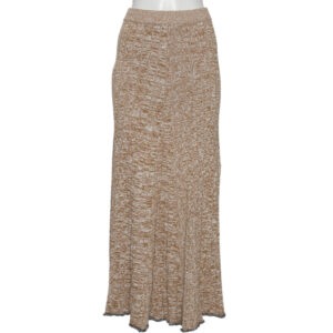 Joseph Beige Patterned Ribbed Knit Sally Fluted Maxi Skirt L