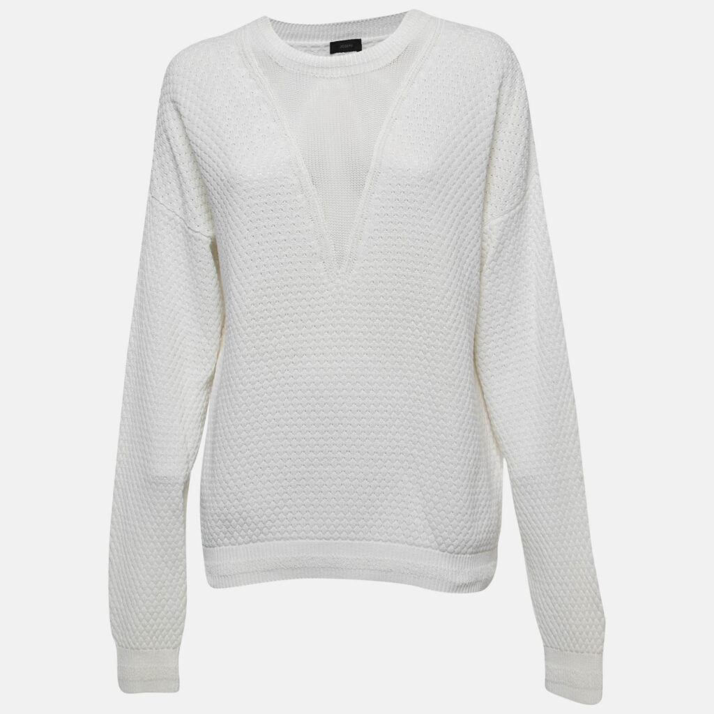 luxury-women-joseph-used-clothes-p842090-004 Joseph Off White Cotton Blend Knit Sweater XL