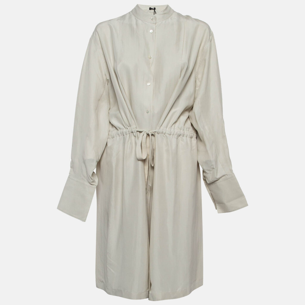 luxury-women-joseph-used-clothes-p977162-001 Joseph Cream Parachute Silk Belted Shirt Dress L