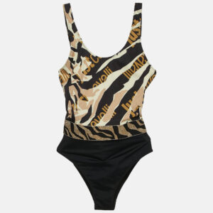 Just Cavalli Black/Yellow Tiger Print Jersey Swimsuit M