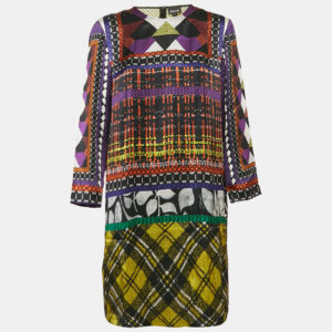Just Cavalli Multicolor Printed Satin Silk Mini Dress L