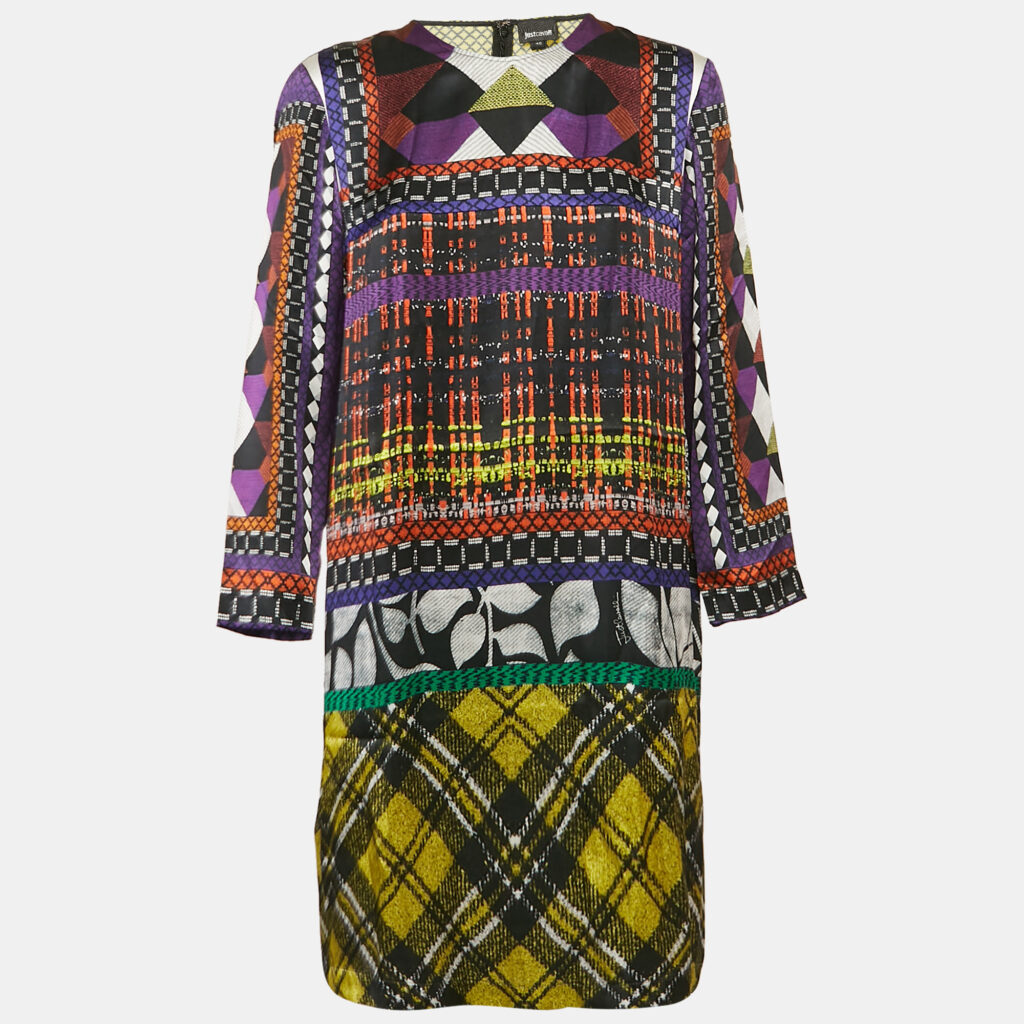 luxury-women-just-cavalli-new-clothes-p1130406-003 Just Cavalli Multicolor Printed Satin Silk Mini Dress L