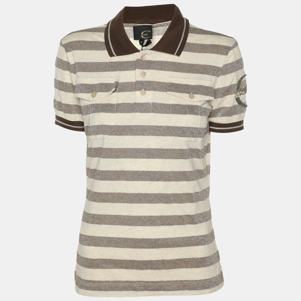 luxury-women-just-cavalli-new-clothes-p1148432-002 Just Cavalli Brown/Cream Striped Viscose Blend T-Shirt S