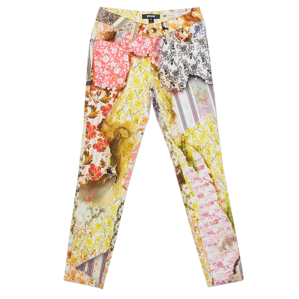 luxury-women-just-cavalli-new-clothes-p436875-004 Just Cavalli Multicolor Floral printed Cotton Skinny Leg Trousers XS
