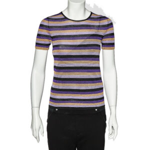 Just Cavalli Multicolor Striped Lurex Knit Crewneck T-Shirt S