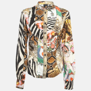 Just Cavalli Multicolor Printed Cotton Blend Shirt M
