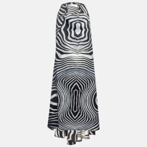 Just Cavalli Black/White Animal Print Satin Maxi Skirt L