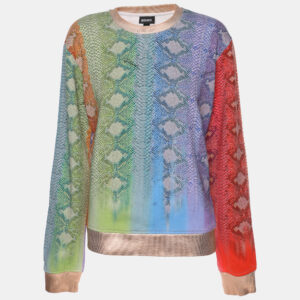 Just Cavalli Multicolor Python Print Cotton Blend Sweater M