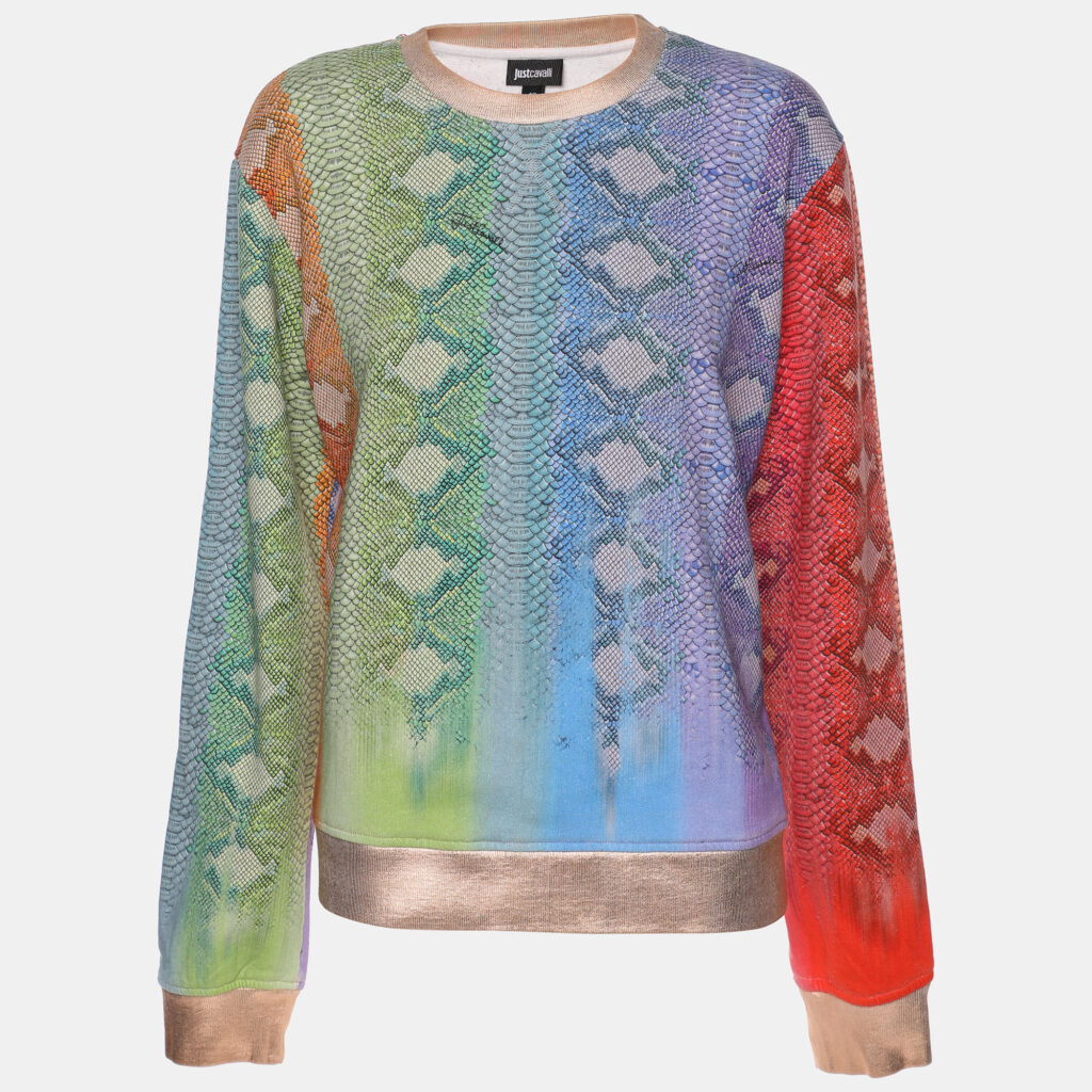 luxury-women-just-cavalli-used-clothes-p1080760-002 Just Cavalli Multicolor Python Print Cotton Blend Sweater M