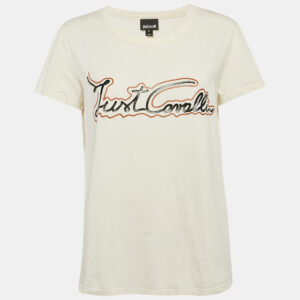 Just Cavalli Off White Logo Print Jersey T-Shirt XL