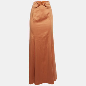 Just Cavalli Orange Satin Fit & Flare Maxi Skirt L