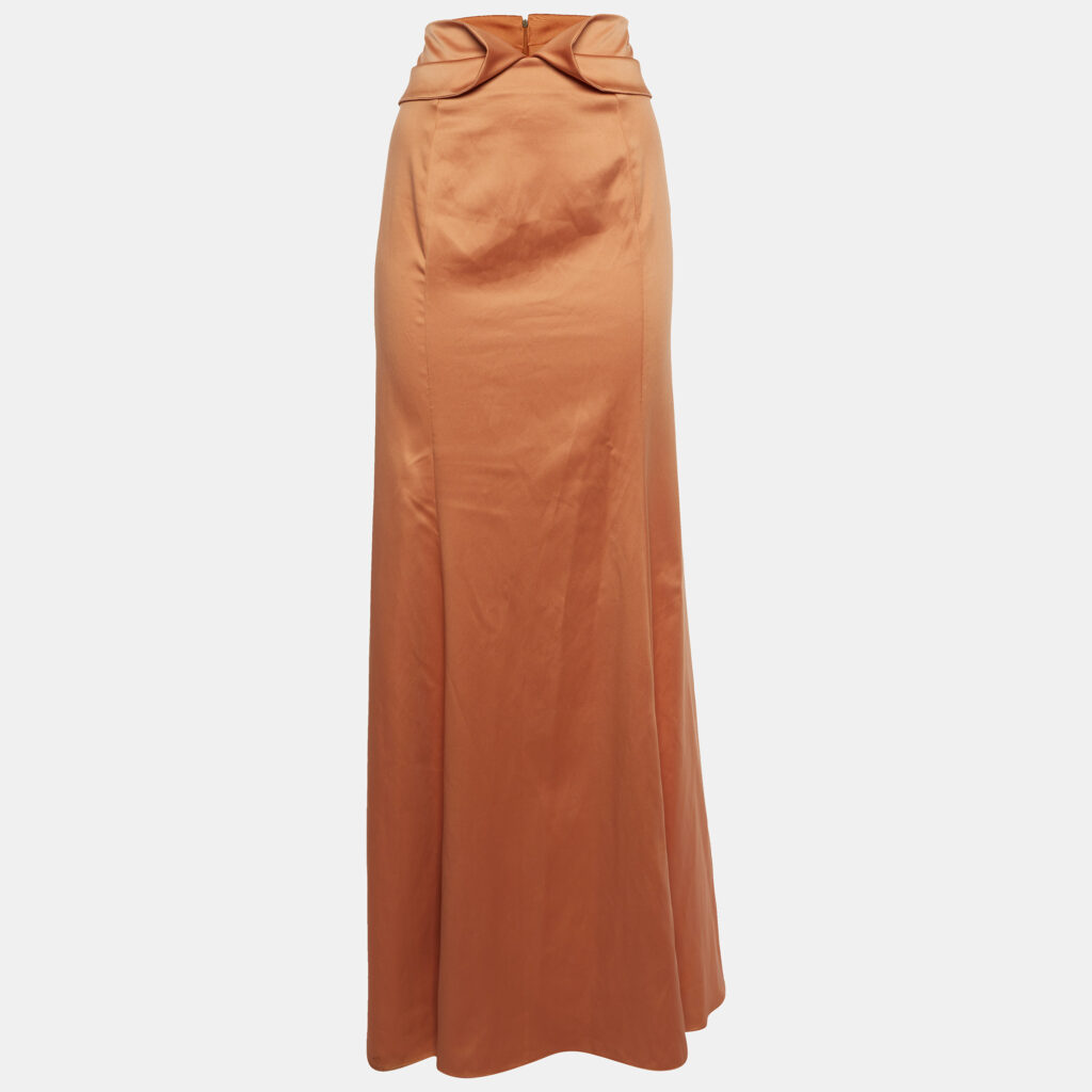 luxury-women-just-cavalli-used-clothes-p1147117-001 Just Cavalli Orange Satin Fit & Flare Maxi Skirt L