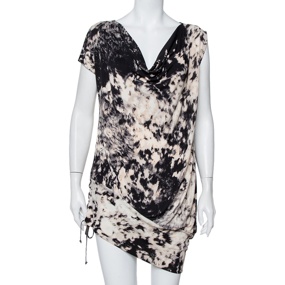 luxury-women-just-cavalli-used-clothes-p414627-006 Just Cavalli Multicolor Abstract Printed Knit Tie Detail Mini Dress M