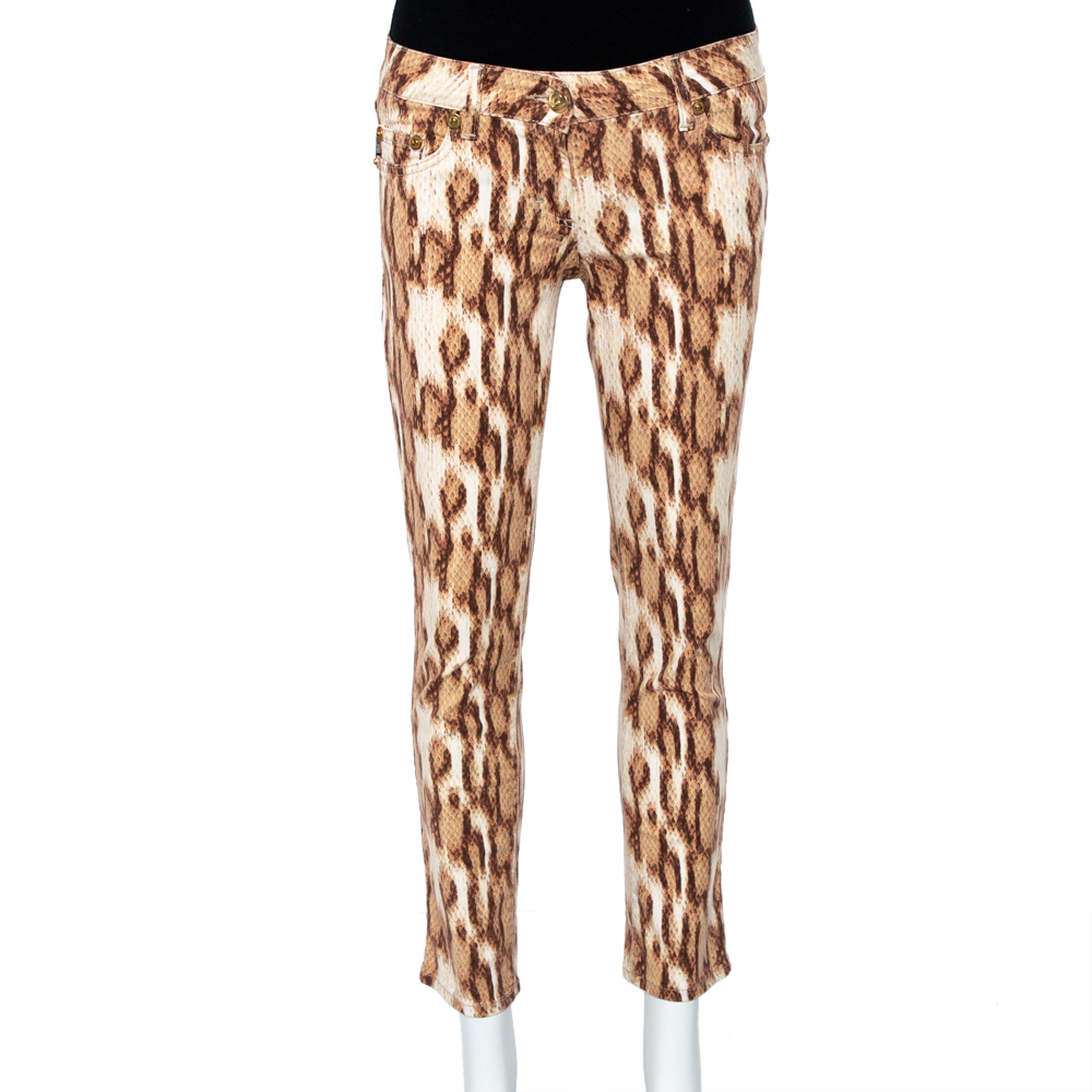 luxury-women-just-cavalli-used-clothes-p454134-003 Just Cavalli Beige Animal Printed Denim Jeans M