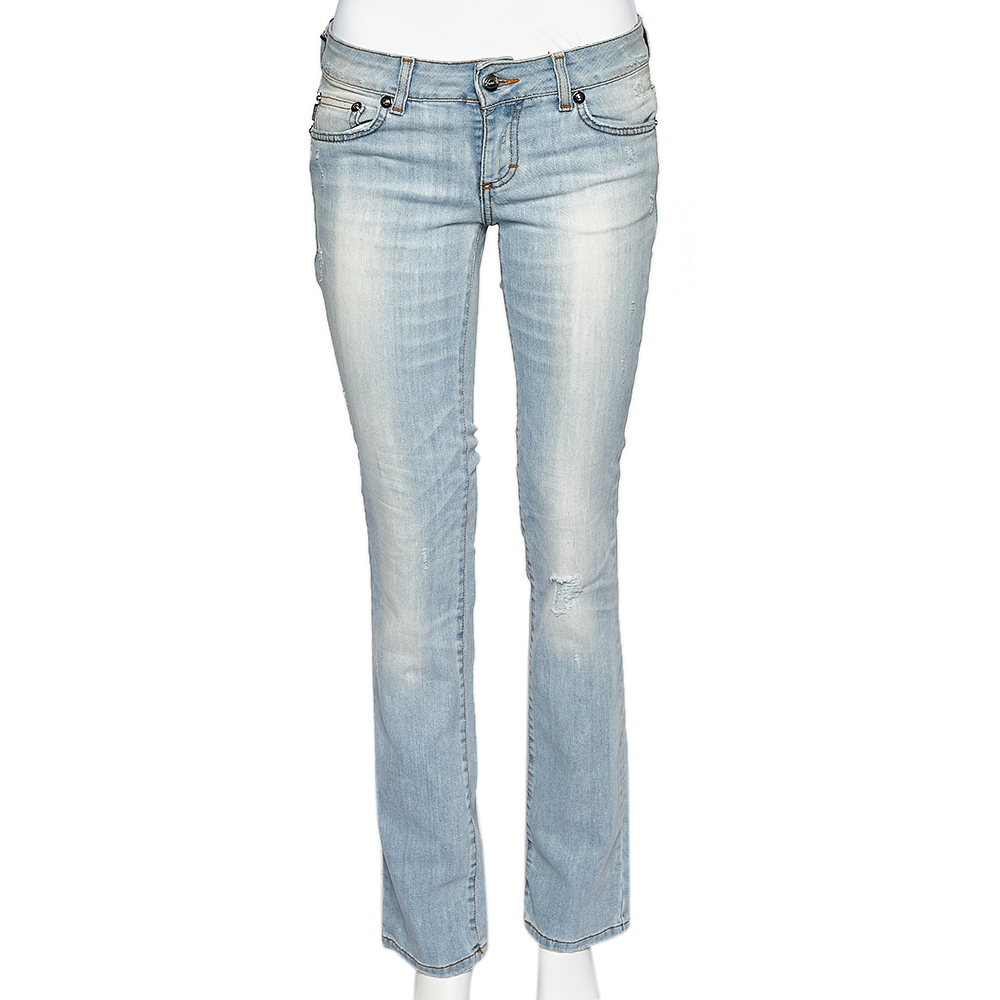 luxury-women-just-cavalli-used-clothes-p500011-005 Just Cavalli Blue Denim Distressed Straight Fit Jeans M