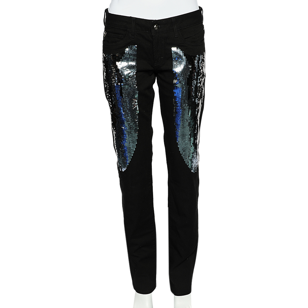 luxury-women-just-cavalli-used-clothes-p541664-004-2 Just Cavalli Black Denim Sequin Embellished Jeans M