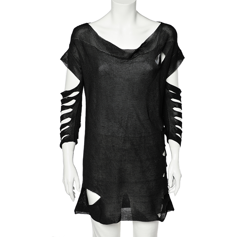 luxury-women-just-cavalli-used-clothes-p542377-001-2 Just Cavalli Black Knit Cutout Detail Tunic L