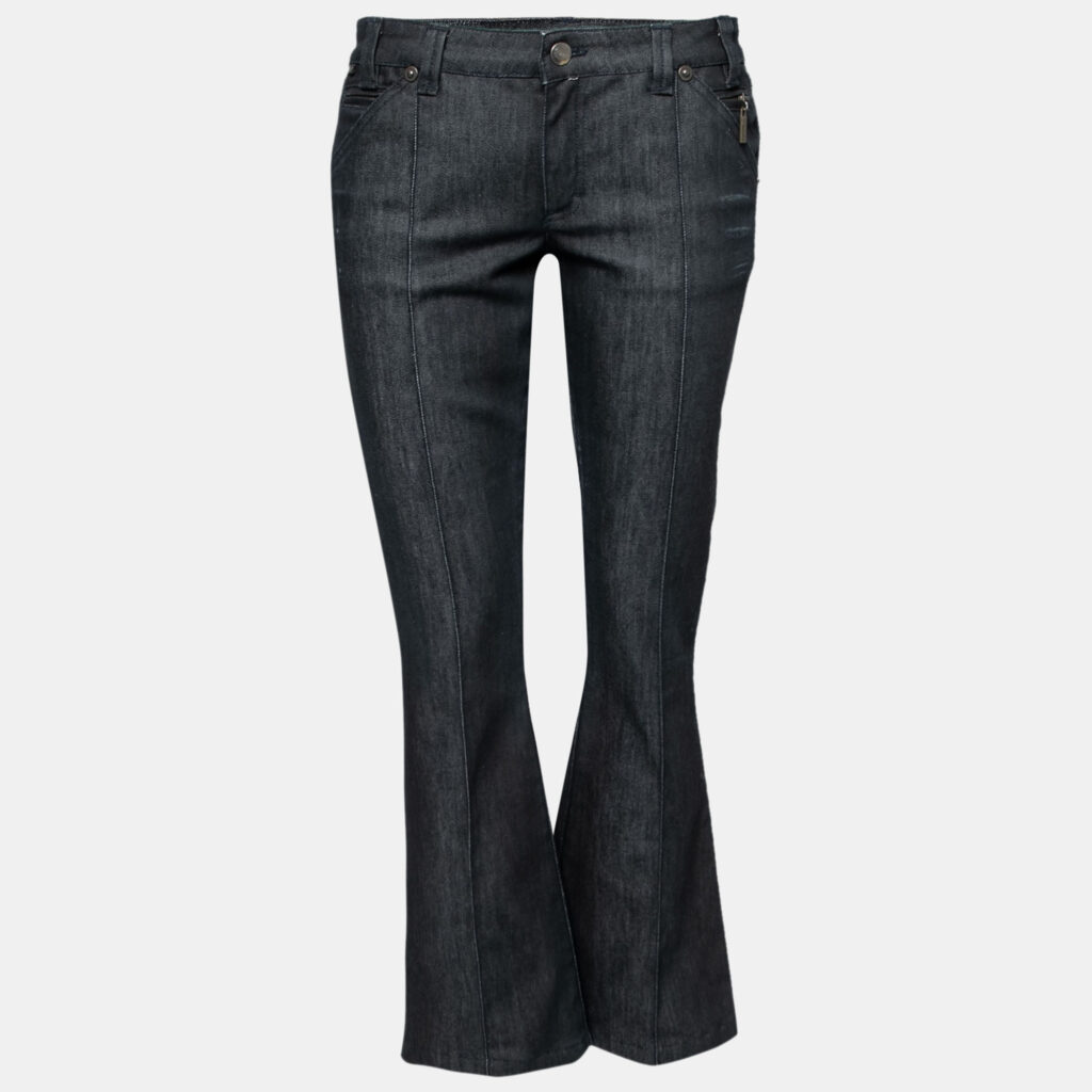 luxury-women-just-cavalli-used-clothes-p682568-001-1 Just Cavalli Black Denim Flared Jeans M/ Waist: 32"