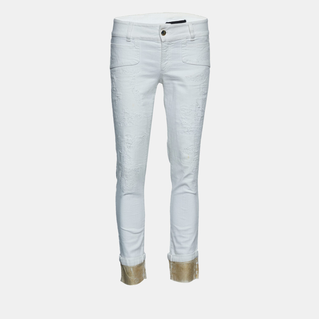 luxury-women-just-cavalli-used-clothes-p724572-001 Just Cavalli White Denim Cropped Jeans S Waist 30"
