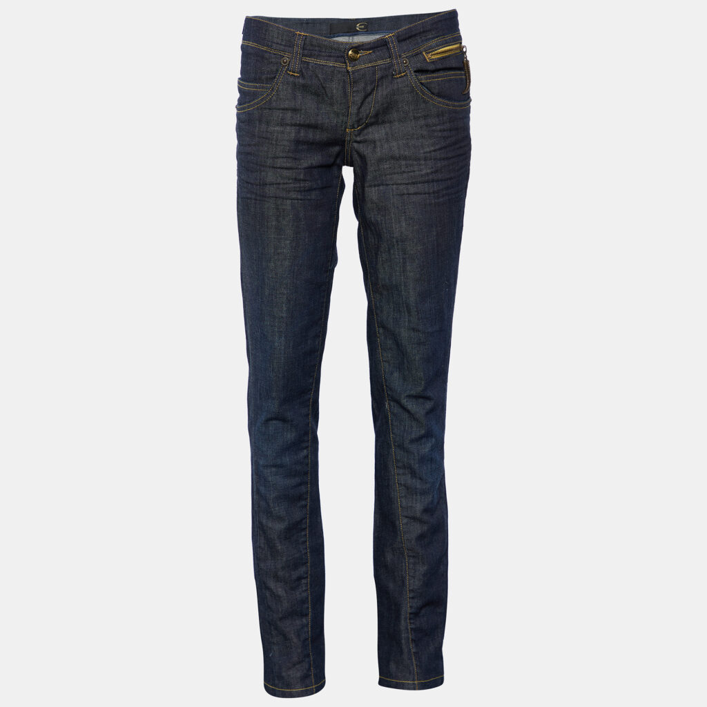 luxury-women-just-cavalli-used-clothes-p731461-004 Just Cavalli Navy Blue Denim Tapered Leg Jeans M Waist 34"