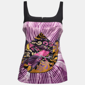 Just Cavalli Purple Printed Satin Sleeveless Top M
