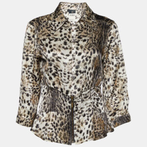 Just Cavalli Beige Animal Printed Fil Coupe Shirt M