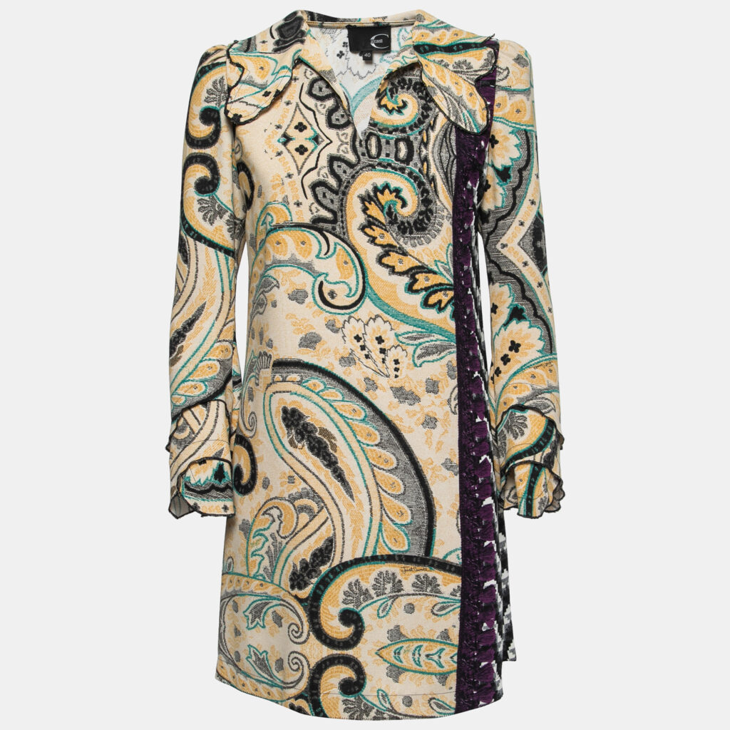 luxury-women-just-cavalli-used-clothes-p798349-005 Just Cavalli Multicolor Printed Crepe Ruffled Short Dress S