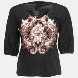 Just Cavalli Black  Printed Cotton Top M