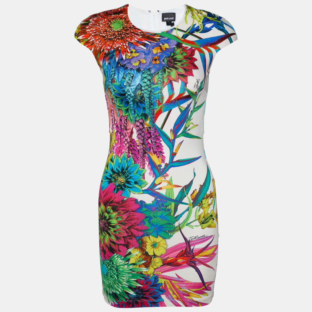 luxury-women-just-cavalli-used-clothes-p808735-002 Just Cavalli White Printed Jersey Sheath Dress XS