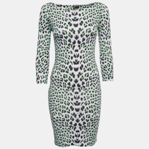 Just Cavalli Multicolor Leopard Print Jersey Short Dress XS