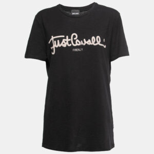 Just Cavalli Black Logo Print Cotton Crew Neck T-Shirt L