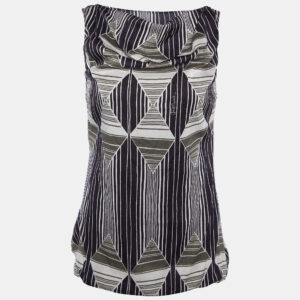 Just Cavalli Brown Printed Silk Sleeveless Top M