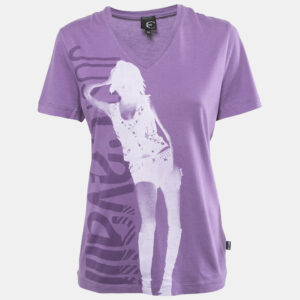 Just Cavalli Purple Printed Cotton V-Neck T-Shirt L