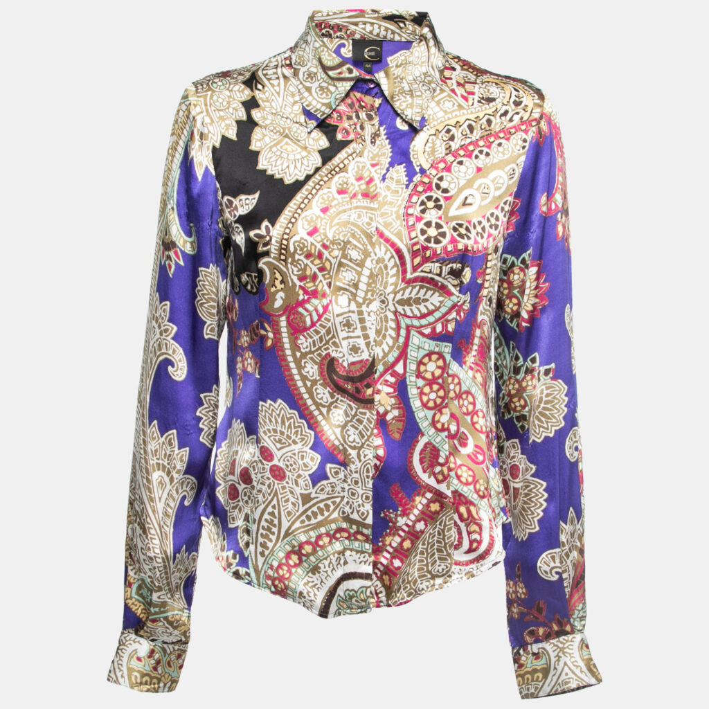 luxury-women-just-cavalli-used-clothes-p856468-001 Just Cavalli Multicolor Printed Silk Button Front Shirt M