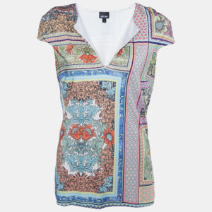 Just Cavalli Multicolor Printed Jersey Sleeveless T-Shirt L
