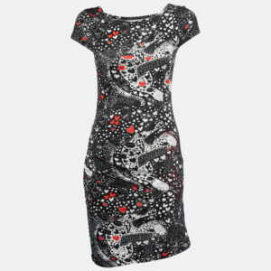 Just Cavalli Black  All-Over Print Stretch Nylon Mini Dress M