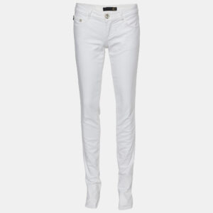 Just Cavalli White Denim Embroidered Pocket Detail Jeans S Waist: 30.5"
