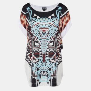 Just Cavalli Multicolor Printed & Knit Tunic Top