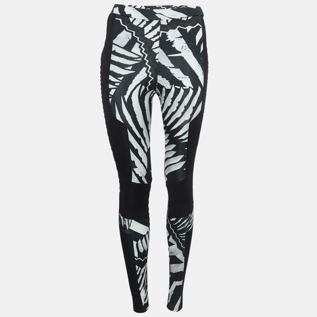 luxury-women-just-cavalli-used-clothes-p934011-001 Just Cavalli Black/White Printed Jersey Leggings S
