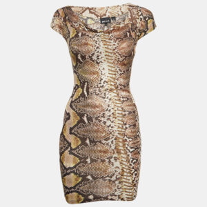Just Cavalli Multicolor Snakeskin Print Knit Mini Dress XS