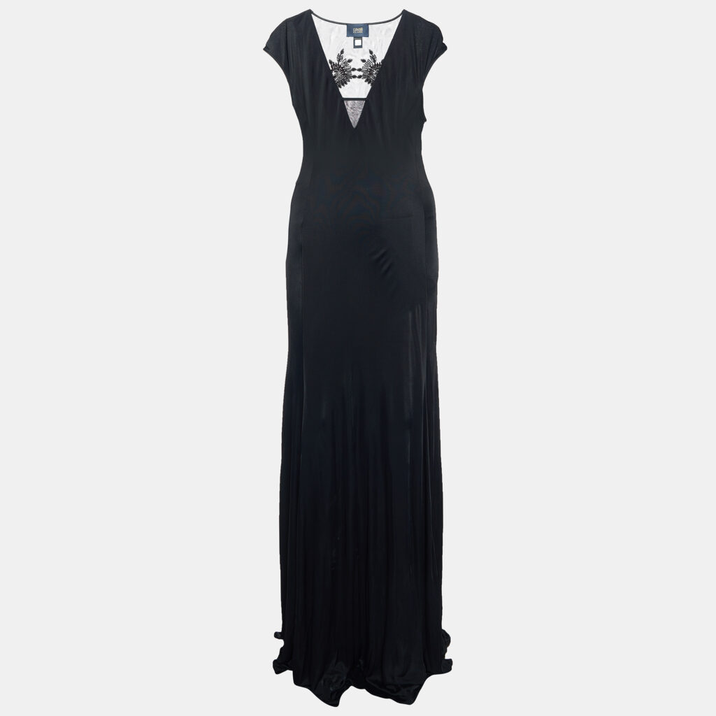luxury-women-just-cavalli-used-clothes-p976652-005 Class by Roberto Cavalli Black Jersey Embellished Sleeveless Maxi Dress L