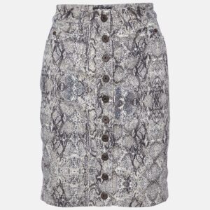 Just Cavalli Beige Animal Pattern Cotton Fitted Skirt S