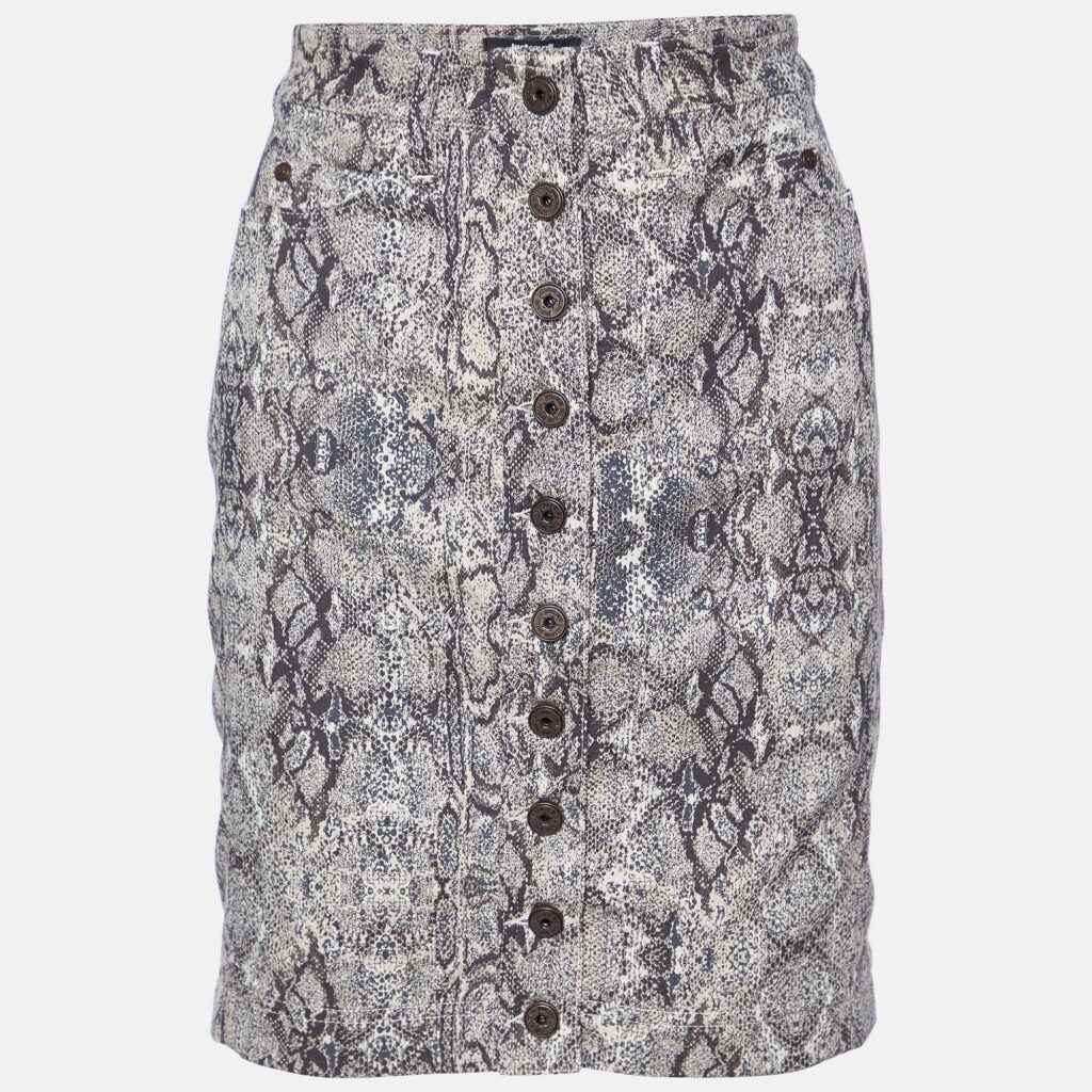luxury-women-just-cavalli-used-clothes-p981487-003 Just Cavalli Beige Animal Pattern Cotton Fitted Skirt S