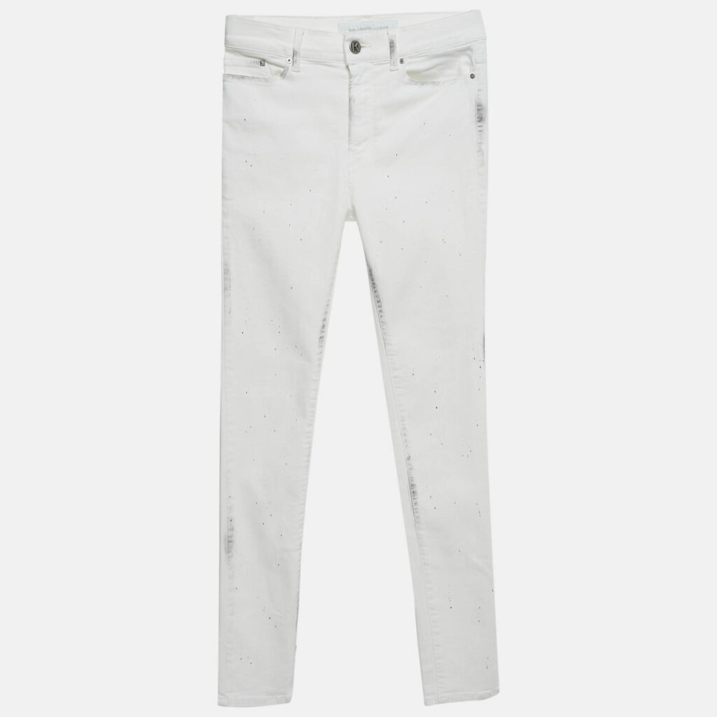 Karl Lagerfeld White Splatter Print Denim Jeans S Waist 27"