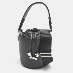 karl lagerfeld black leather k/charms bucket bag